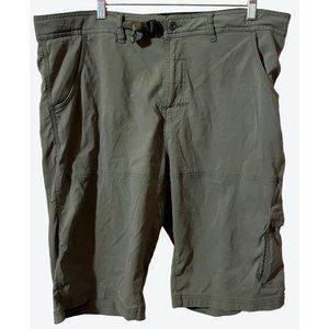 Prana Men's XXL Muted Army Green Belted Cargo Hiking Shorts 38" x 12"